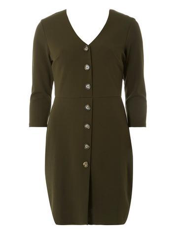 Dorothy Perkins *khaki Horn Button Shift Dress