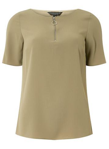 Dorothy Perkins Khaki Zipped T-shirt