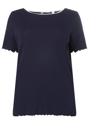 Dorothy Perkins Dp Curve Navy Lettuce Edge T-shirt