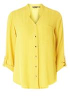 Dorothy Perkins Ochre Notch Neck Roll Sleeve Shirt