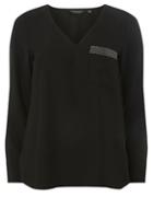 Dorothy Perkins Black Embellished Pocket Top