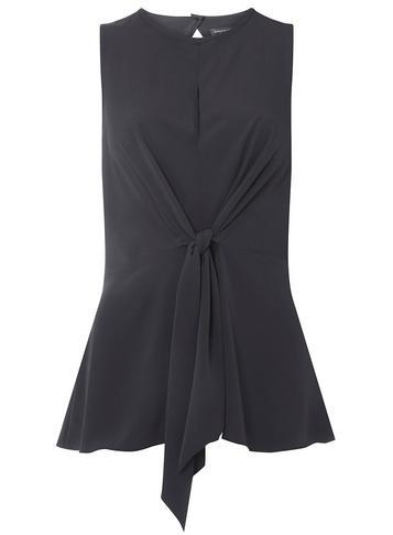 Dorothy Perkins Black Tie Front Sleevless Top
