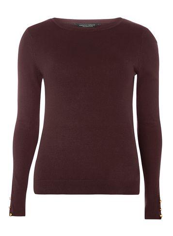 Dorothy Perkins *tall Aubergine Button Cuff Jumper