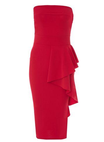 Dorothy Perkins *quiz Red Crepe Bardot Midi Dress