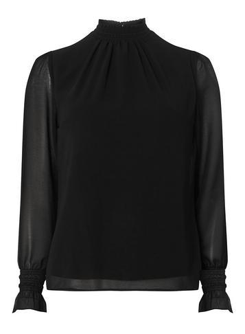 Dorothy Perkins Black Sheered High Neck Blouse