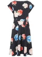 Dorothy Perkins *tall Navy Floral Print Fit And Flare Dress