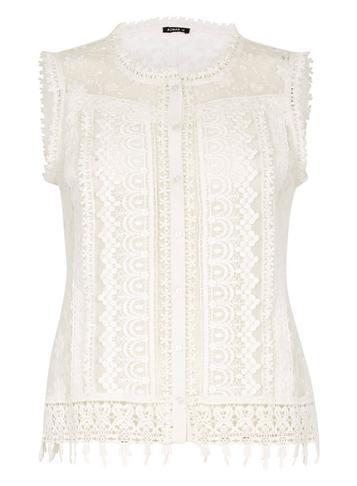 Dorothy Perkins *roman Originals Ivory Sleeveless Lace Blouse