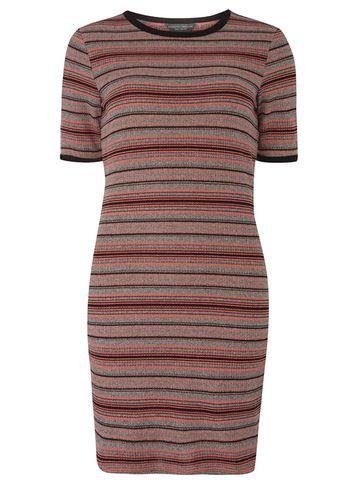 Dorothy Perkins *tall Grey And Prink Stripe Tunic