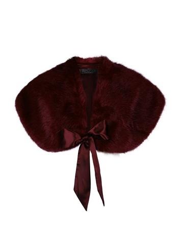 *showcase Merlot Fur Bow Shrug