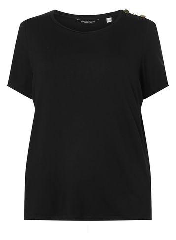 Dorothy Perkins *dp Curve Black Button Shoulder T-shirt