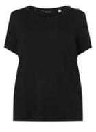 Dorothy Perkins *dp Curve Black Button Shoulder T-shirt