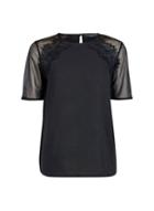 Dorothy Perkins *tall Black Lace Insert T-shirt