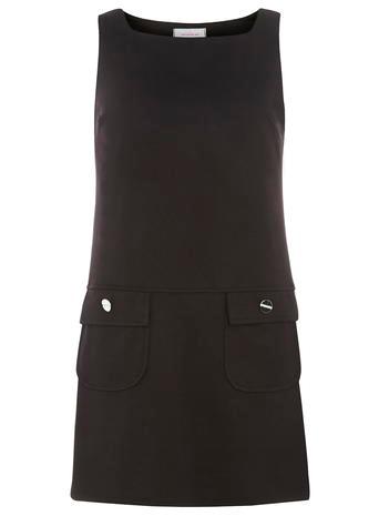 Dorothy Perkins Petite Black Ponte Pinny Dress