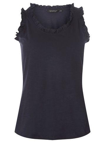 Dorothy Perkins Navy Ruffle Slubby Vest