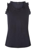 Dorothy Perkins Navy Ruffle Slubby Vest