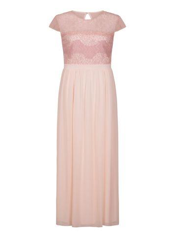 Dorothy Perkins *little Mistress Curve Nude Chiffon Maxi Dress
