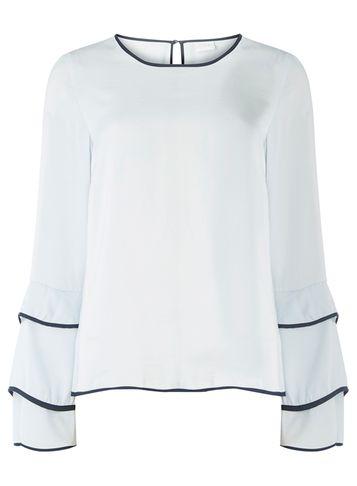 Dorothy Perkins *vila Blue Ruffle Detail Blouse