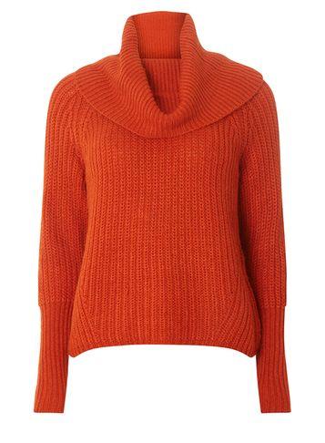 Dorothy Perkins *vila Orange Cowl Neck Knitted Jumper