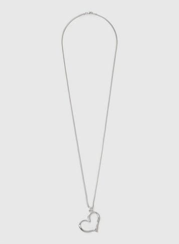 Dorothy Perkins Silver Heart Long Necklace