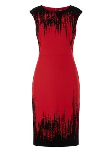 Dorothy Perkins *roman Originals Red Flock Detail Shift Dress