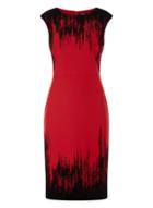 Dorothy Perkins *roman Originals Red Flock Detail Shift Dress