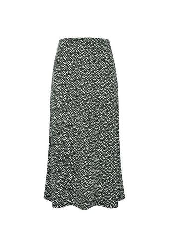 Dorothy Perkins Black Polka Dot Print Interlock Twist Yarn Midi Skirt
