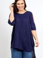 Dorothy Perkins *blue Vanilla Curve Navy Dip Hem Tunic Top