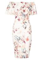 Dorothy Perkins *izabel London White Floral Bardot Bodycon Dress