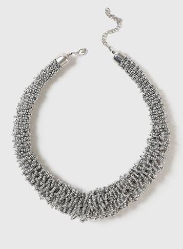 Dorothy Perkins Silver Beaded Necklace
