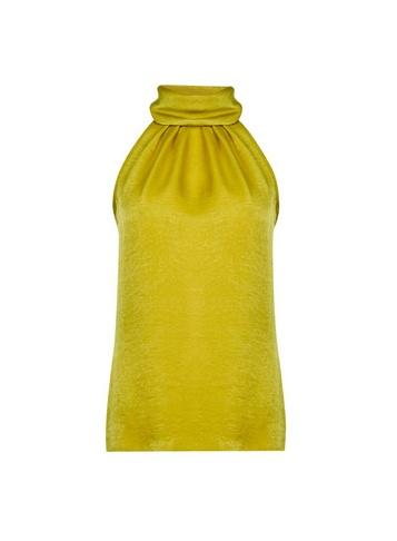 Dorothy Perkins Petite Lime Satin Halter Neck Top