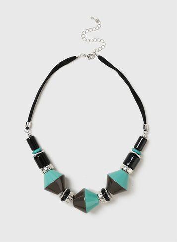 Dorothy Perkins Black And Green Beaded Necklace