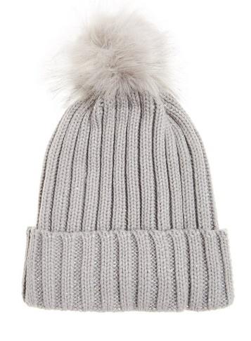 *quiz Grey Sequin Pom Pom Knitted Hat