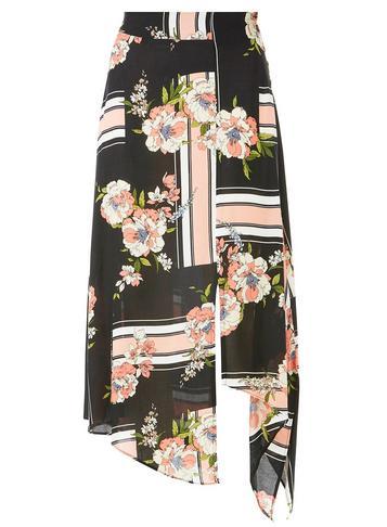 Dorothy Perkins Multi Colour Floral Print Asymmetric Hem Skater Skirt