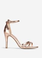 Dorothy Perkins Rose Gold Metallic Samba Stiletto Heel Sandals