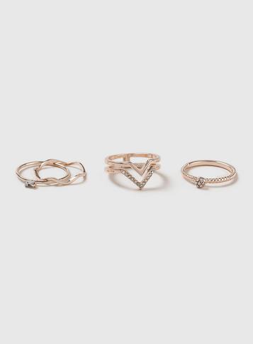 Dorothy Perkins Multi Coloured Crystal Ring Pack