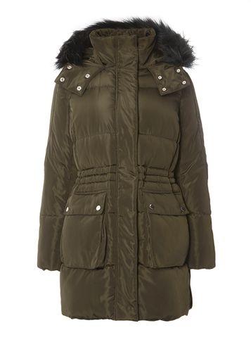 Dorothy Perkins Khaki Zip Detail Puffer Jacket