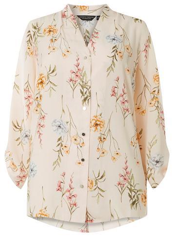 Dorothy Perkins *dp Curve Pink Floral Roll Sleeve Shirt
