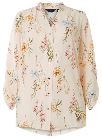 Dorothy Perkins *dp Curve Pink Floral Roll Sleeve Shirt