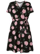 Dorothy Perkins *dp Curve Black Floral Wrap Fit And Flare Dress