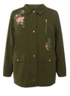 Dorothy Perkins Dp Curve Khaki Embroidered Shacket