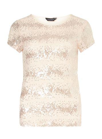 Dorothy Perkins Nude Sequin Lace T-shirt