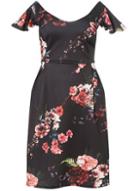 Dorothy Perkins *dp Curve Black Floral Scuba Fit And Flare Dress