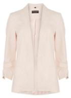 Dorothy Perkins Pink Linen Ruched Sleeve Blazer