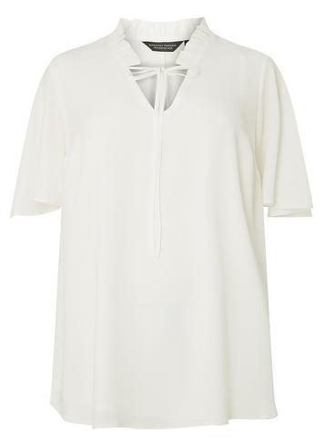 Dorothy Perkins Dp Curve Ivory Ruffle Neck Top