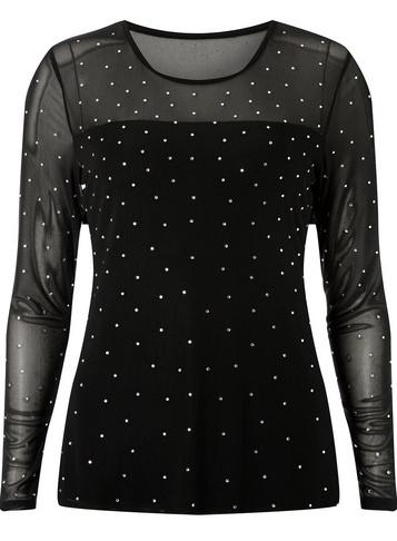Dorothy Perkins Black Diamonte Mesh Top