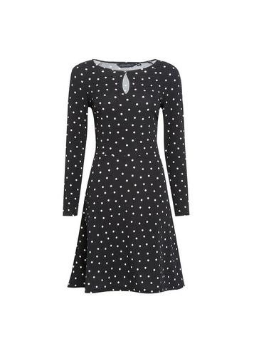 Dorothy Perkins Black And White Keyhole Fit And Flare Dress