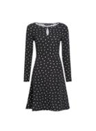 Dorothy Perkins Black And White Keyhole Fit And Flare Dress