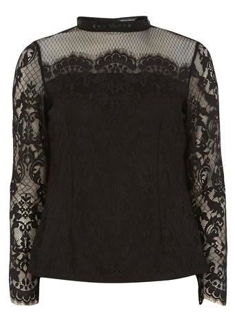 Dorothy Perkins Black Beaded Lace Top