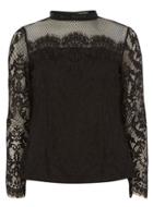 Dorothy Perkins Black Beaded Lace Top