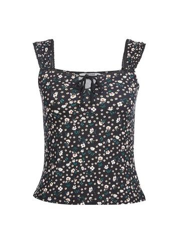 Dorothy Perkins Petite Black Ditsy Print Tie Vest Top